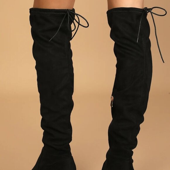 Lulus Tahlia Black Over-the-Knee Boots. Size: 10 - Picture 3 of 8